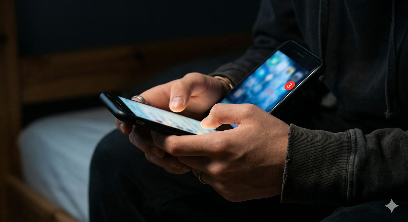 Online predator — two phones, notification alerts