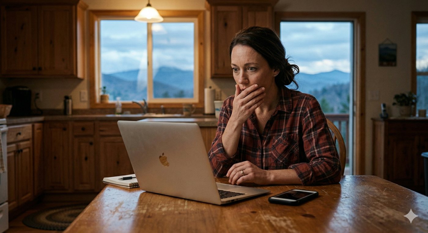 Sarah at her kitchen table, the night everything changed