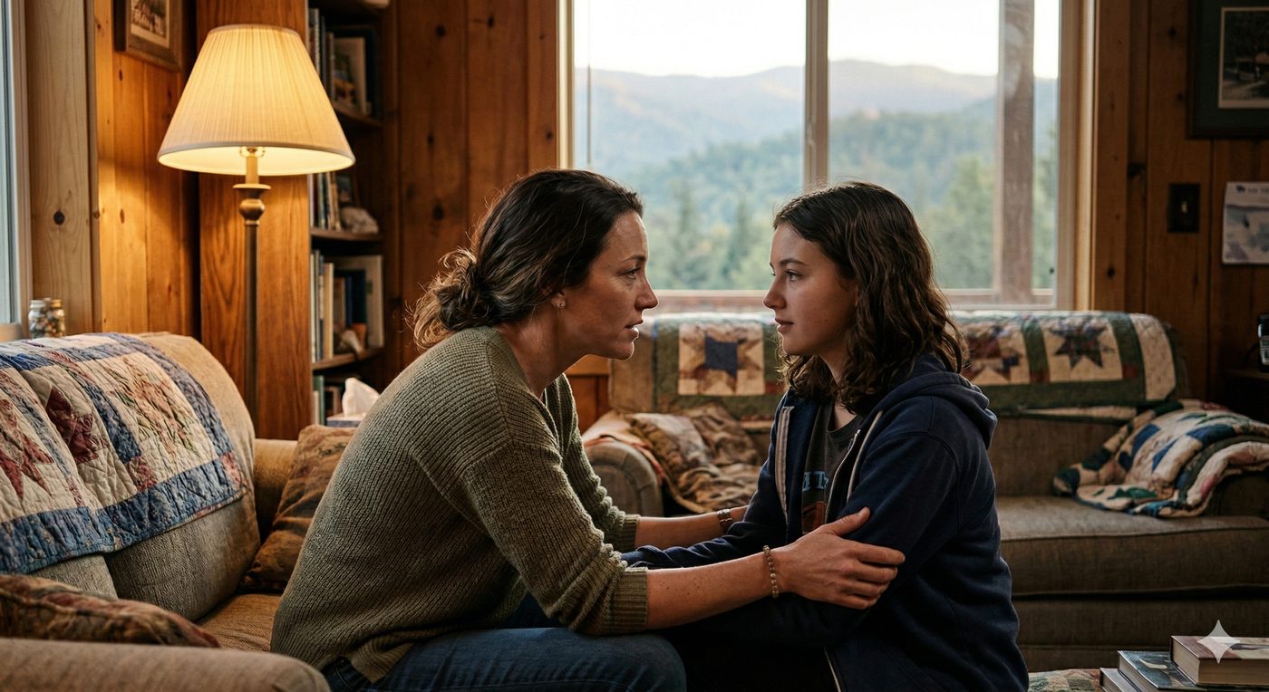 Sarah and Lily having a conversation